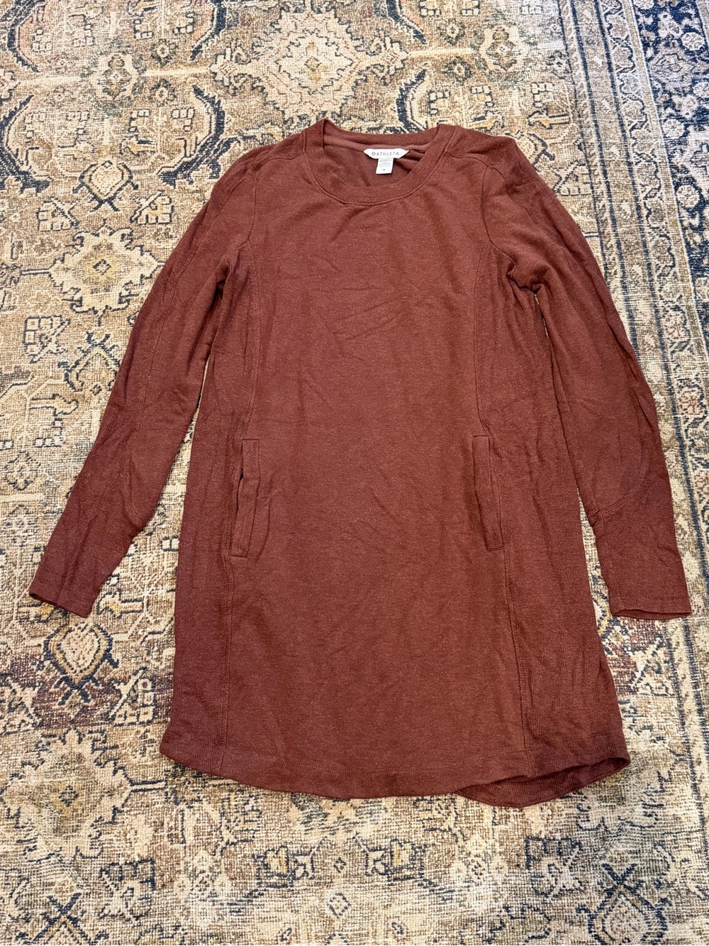 Athleta Rust Crewneck Tunic Sweater